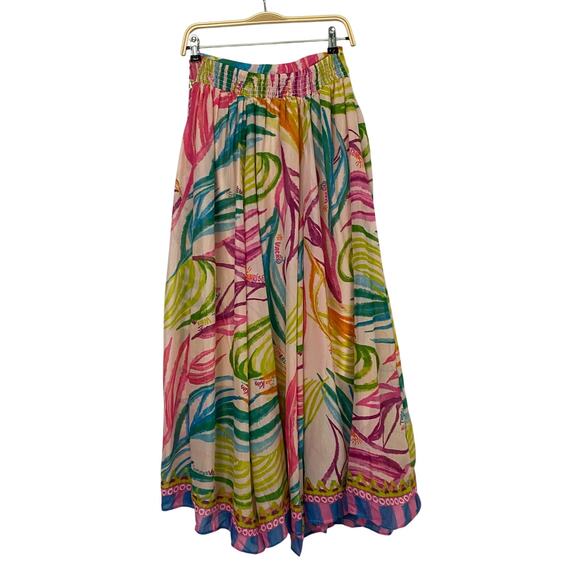 Her‎ Destiny Tropical Voluminous Maxi Skirt Women M Rainbow Vacay Paradise NWT - Picture 2 of 15